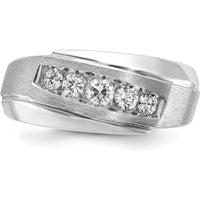 14K White Gold Men's Polished and Satin 5-Stone Diamond Ring with 1/2 Carat Total Diamond Weight by IBGoodman