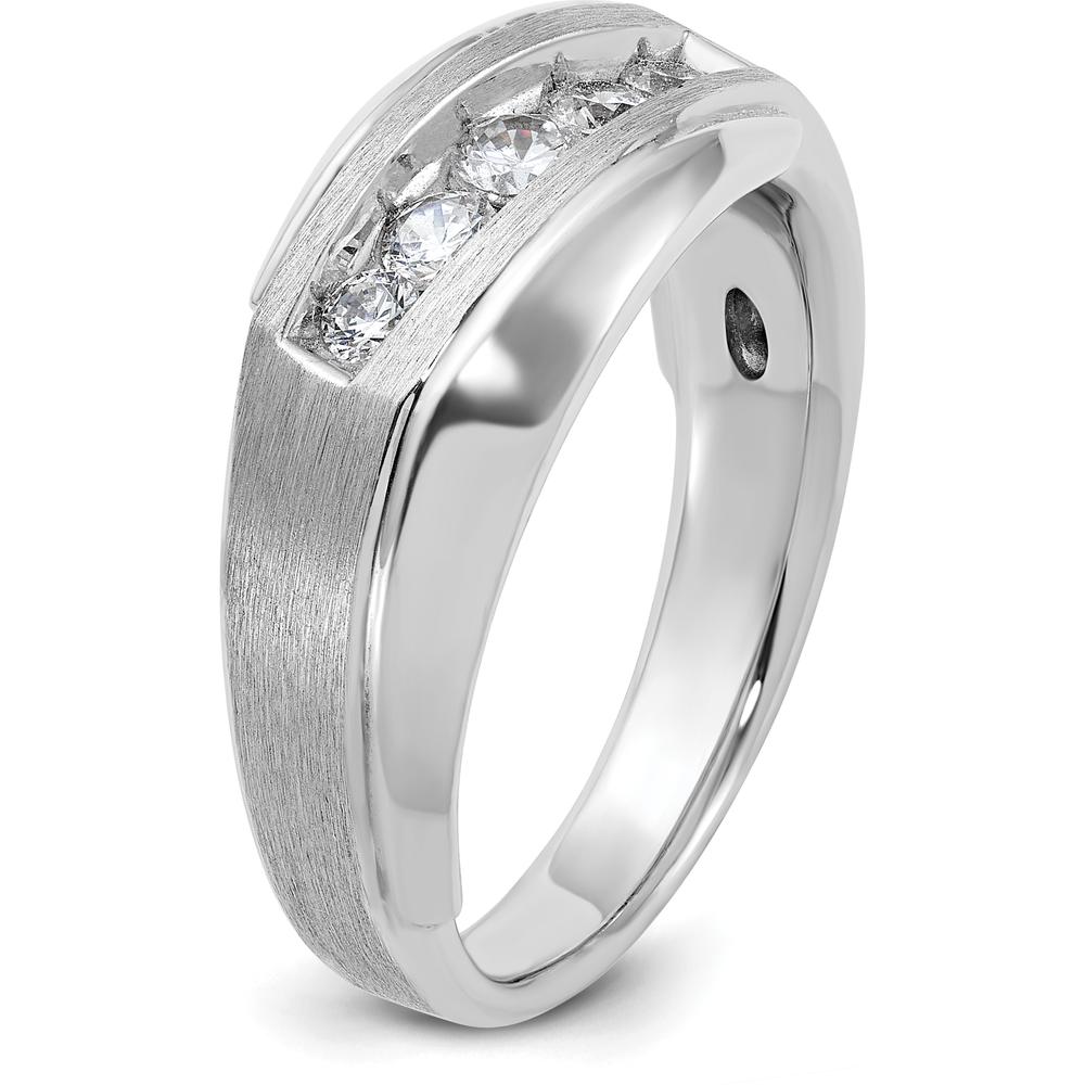14K White Gold Men's Polished and Satin 5-Stone Diamond Ring with 1/2 Carat Total Diamond Weight by IBGoodman