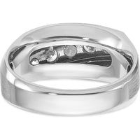 14K White Gold Men's Polished and Satin 5-Stone Diamond Ring with Round-Cut Diamonds - 1.00 Carats Total Diamond Weight by IBGoodman