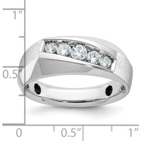 14K White Gold Men's Polished & Satin 5-Stone Diamond Ring with Round Diamonds - 0.75 Carats Total Diamond Weight by IBGoodman