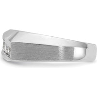 14K White Gold Men's Polished & Satin 5-Stone Diamond Ring with Round Diamonds - 0.75 Carats Total Diamond Weight by IBGoodman