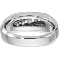 14K White Gold Men's Polished & Satin 5-Stone Diamond Ring with Round Diamonds - 0.75 Carats Total Diamond Weight by IBGoodman