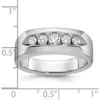 14K White Gold Men's Polished and Satin 5-Stone Diamond Ring with Round Diamonds - 1/2 Carat Total Diamond Weight by IBGoodman