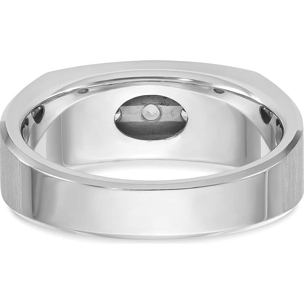 14K White Gold Men's Polished and Satin 5-Stone Diamond Ring with Round Diamonds - 1/2 Carat Total Diamond Weight by IBGoodman