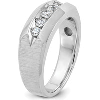 14K White Gold Men's Polished and Satin 5-Stone Diamond Ring with Round Diamonds - 1/2 Carat Total Diamond Weight by IBGoodman