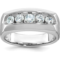 14K White Gold Men's Polished & Satin 5-Stone Ring Mounting by IBGoodman