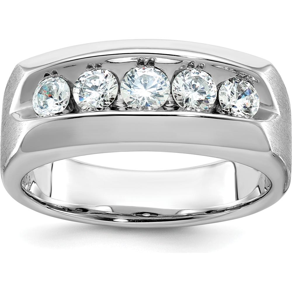 14K White Gold Men's Polished & Satin 5-Stone Ring Mounting by IBGoodman