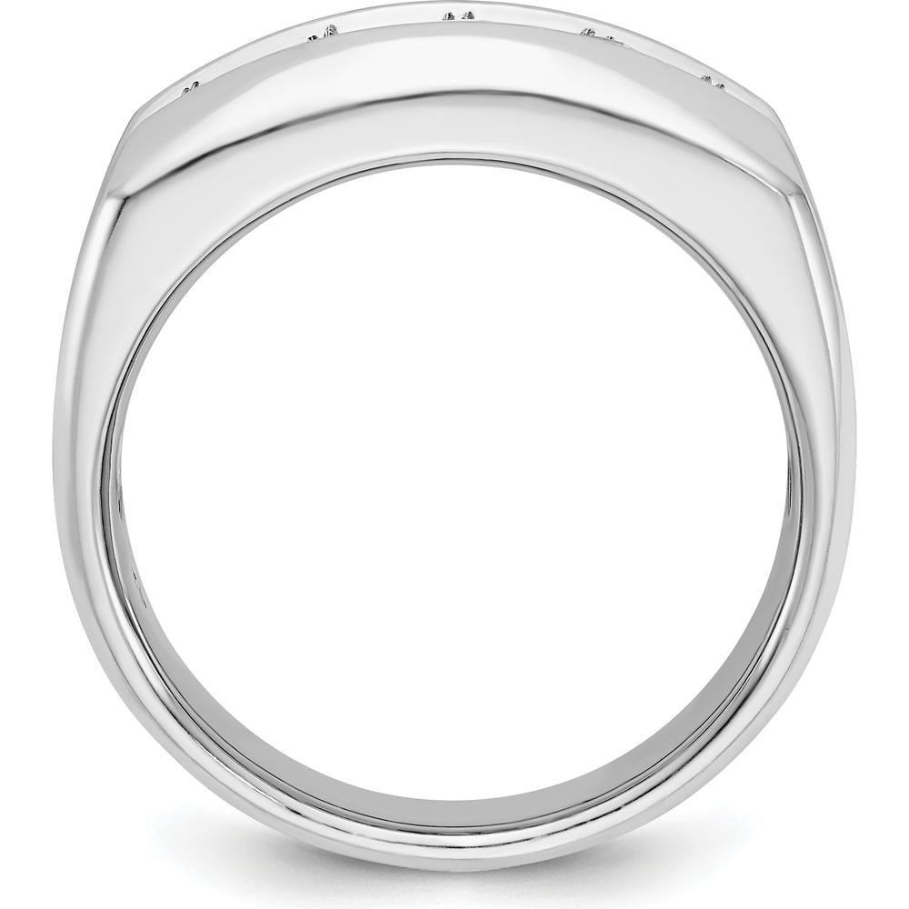 14K White Gold Men's Polished & Satin 5-Stone Ring Mounting by IBGoodman