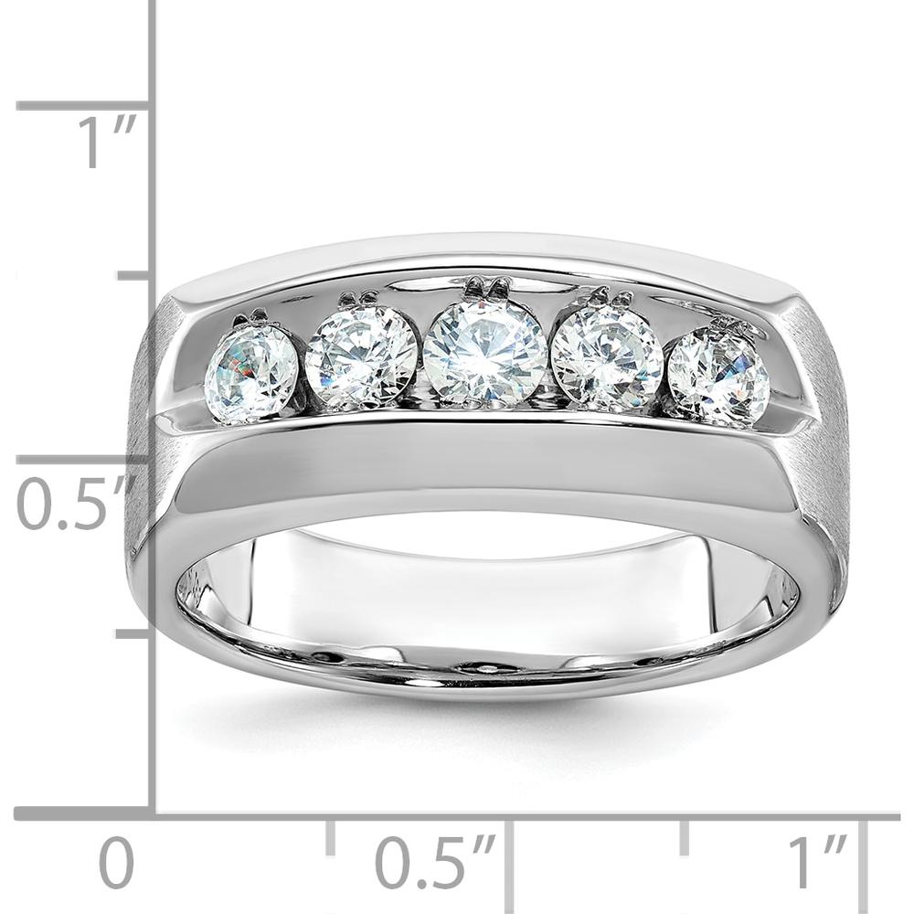 14K White Gold Men's Polished & Satin 5-Stone Ring Mounting by IBGoodman