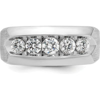 14K White Gold Men's Polished & Satin 5-Stone Ring Mounting by IBGoodman