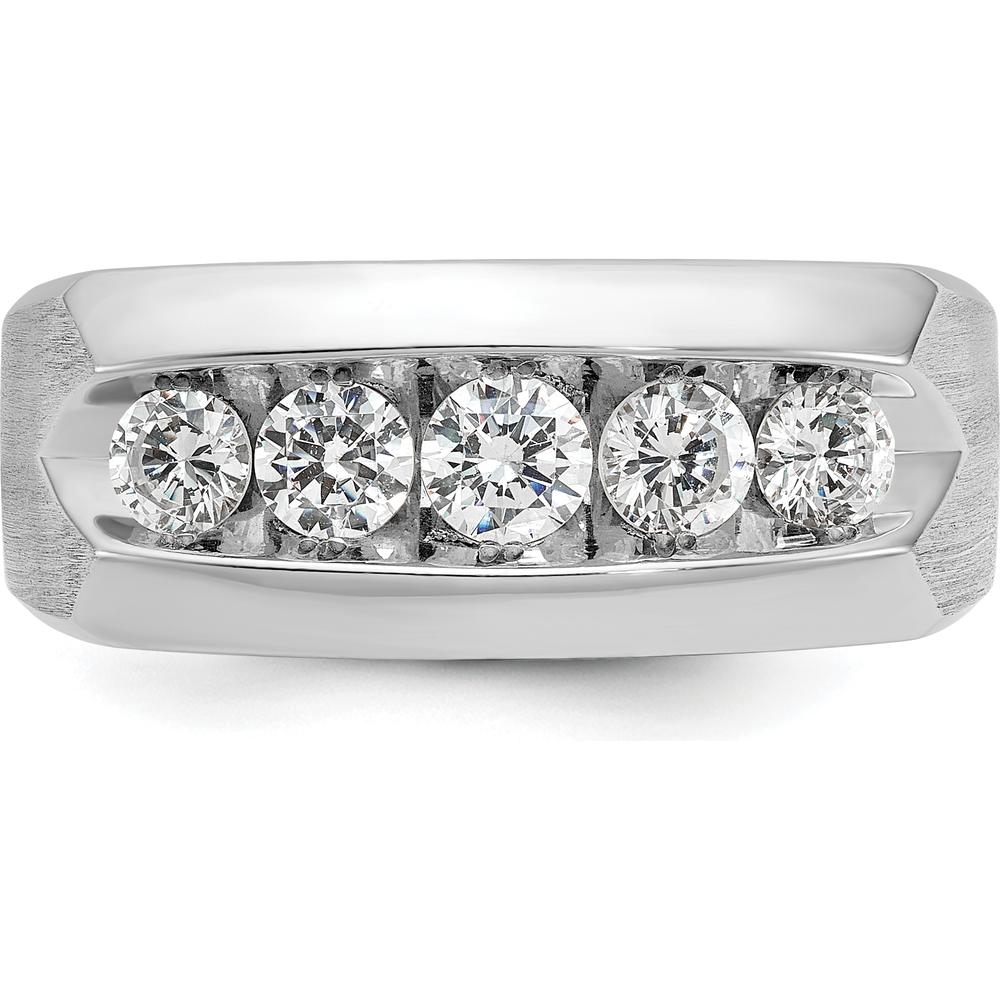 14K White Gold Men's Polished & Satin 5-Stone Ring Mounting by IBGoodman