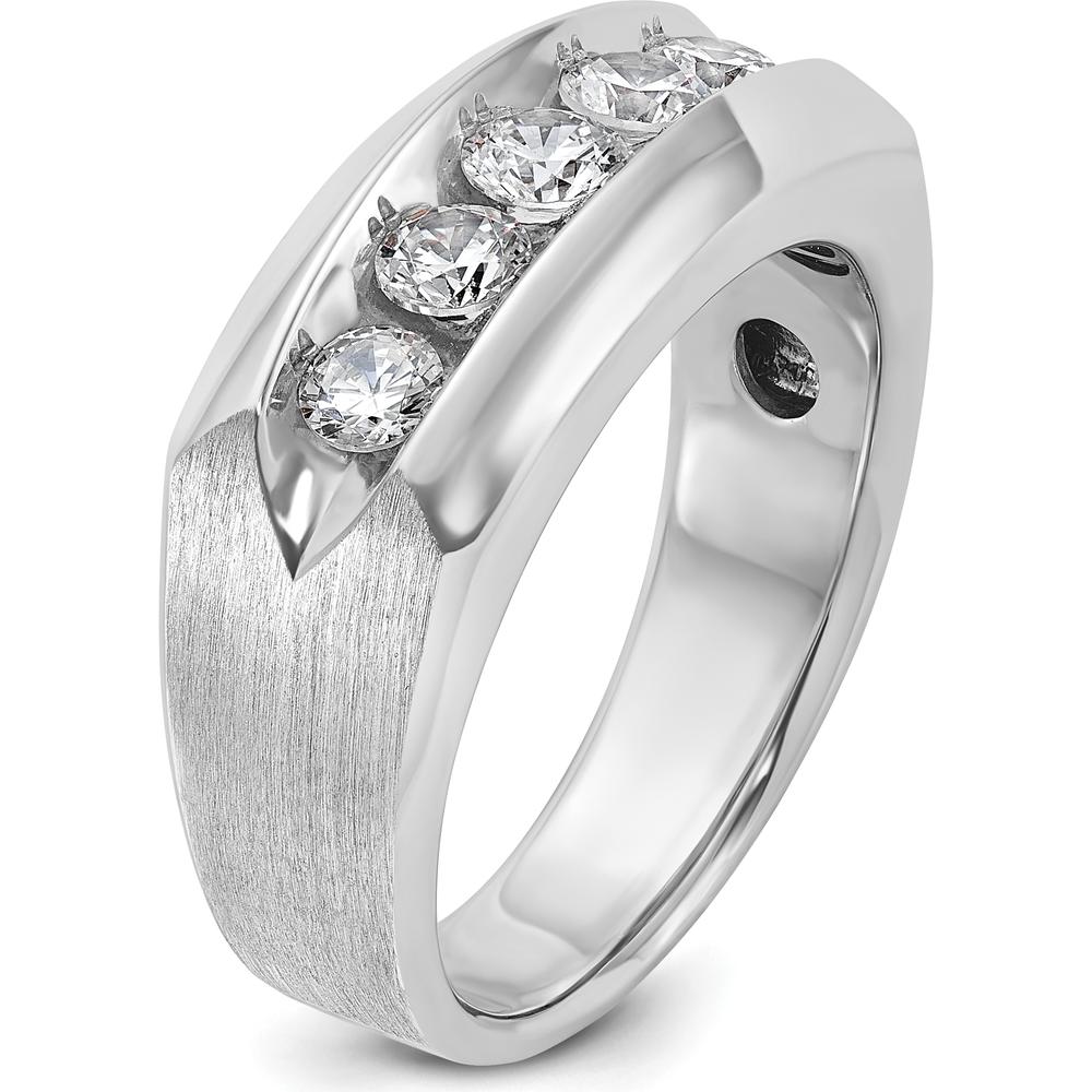 14K White Gold Men's Polished & Satin 5-Stone Ring Mounting by IBGoodman