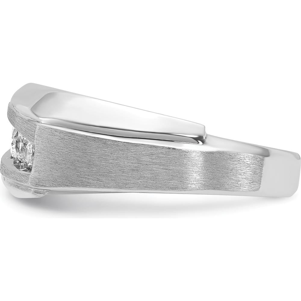 14K White Gold Men's Polished & Satin 5-Stone Ring Mounting - Ideal for Custom Diamond Settings by IBGoodman