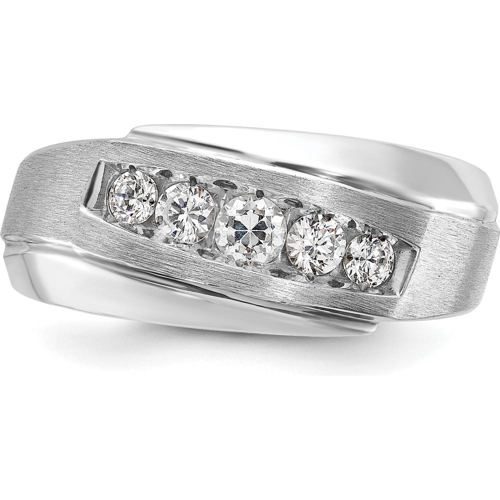 14K White Gold Men's Polished & Satin 5-Stone Ring Mounting - Ideal for Custom Diamond Settings by IBGoodman