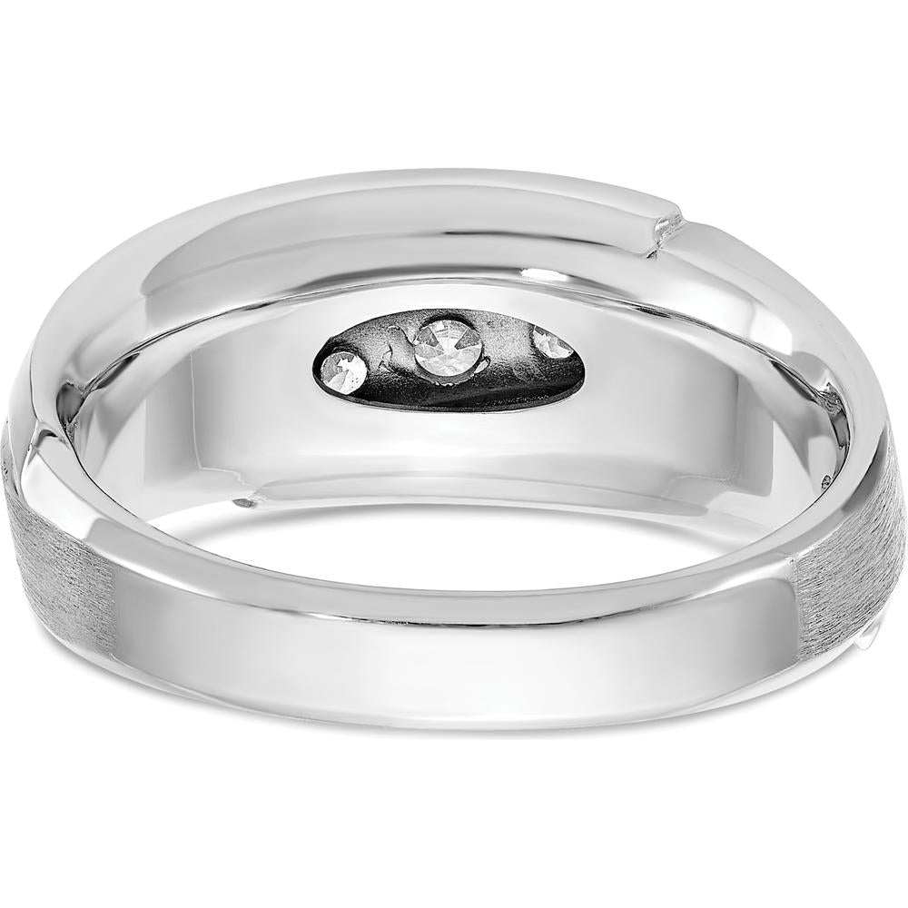 14K White Gold Men's Polished & Satin 5-Stone Ring Mounting - Ideal for Custom Diamond Settings by IBGoodman
