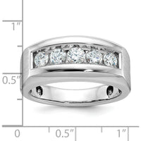 14K White Gold Men's Polished and Satin 5-Stone Ring with Channel Set Diamonds by IBGoodman
