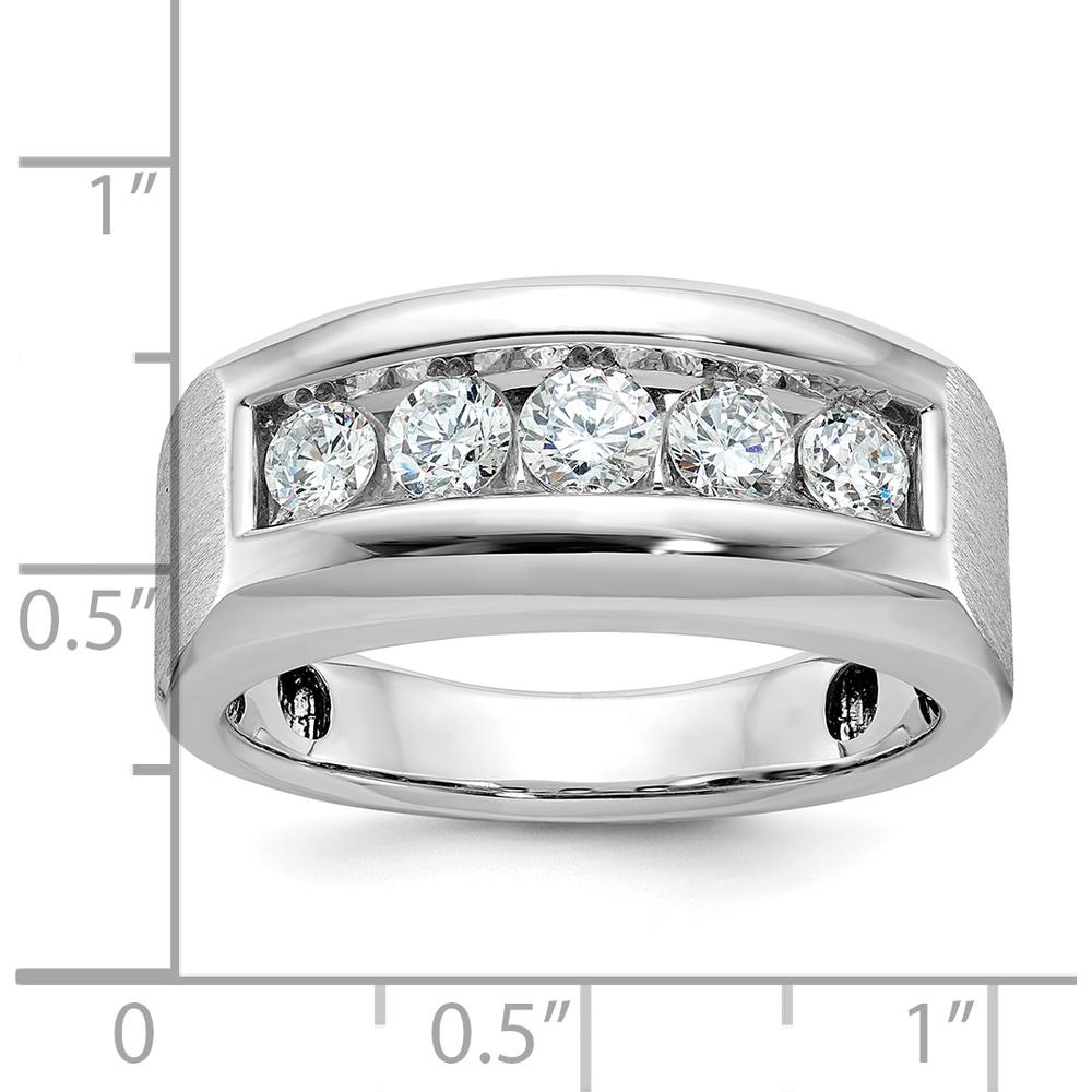 14K White Gold Men's Polished and Satin 5-Stone Ring with Channel Set Diamonds by IBGoodman