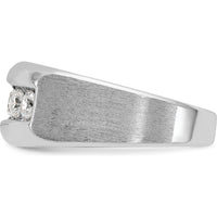 14K White Gold Men's Polished and Satin 5-Stone Ring with Channel Set Diamonds by IBGoodman