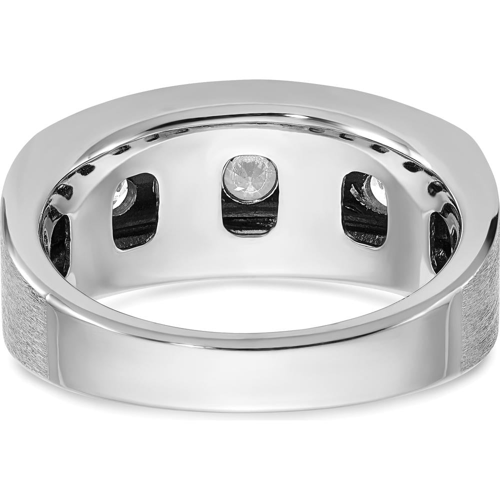 14K White Gold Men's Polished and Satin 5-Stone Ring with Channel Set Diamonds by IBGoodman