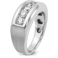 14K White Gold Men's Polished and Satin 5-Stone Ring with Channel Set Diamonds by IBGoodman