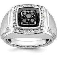 14K White Gold Men's Polished and Satin Band Ring with Rhodium Plating by IBGoodman