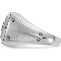 14K White Gold Men's Polished and Satin Band Ring with Rhodium Plating by IBGoodman