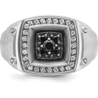 14K White Gold Men's Polished and Satin Band Ring with Rhodium Plating by IBGoodman