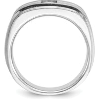 14K White Gold Men's Polished and Satin Band with 0.4 Carats Square Diamond - Diamond Weight 0.4 Carats by IBGoodman
