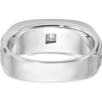 14K White Gold Men's Polished and Satin Band with 0.4 Carats Square Diamond - Diamond Weight 0.4 Carats by IBGoodman