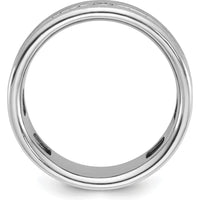 14K White Gold Men's Polished and Satin Band with Princess-Cut Diamond Accent by IBGoodman