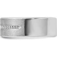 14K White Gold Men's Polished and Satin Band with Princess-Cut Diamond Accent by IBGoodman