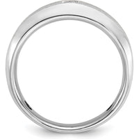 14K White Gold Men's Polished and Satin Band with Princess-Cut Diamond Center by IBGoodman