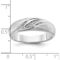 14K White Gold Men's Polished and Satin Band with Round Cut Diamonds - 0.05 Carats Total Diamond Weight by IBGoodman