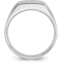 14K White Gold Men's Polished and Satin Band with Round Diamond - 0.2 Carats Total Diamond Weight by IBGoodman