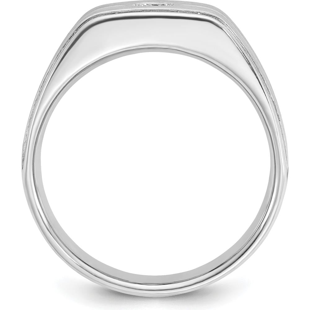 14K White Gold Men's Polished and Satin Band with Round Diamond - 0.2 Carats Total Diamond Weight by IBGoodman