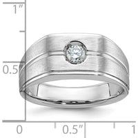 14K White Gold Men's Polished and Satin Band with Round Diamond - 0.2 Carats Total Diamond Weight by IBGoodman