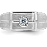 14K White Gold Men's Polished and Satin Band with Round Diamond - 0.2 Carats Total Diamond Weight by IBGoodman