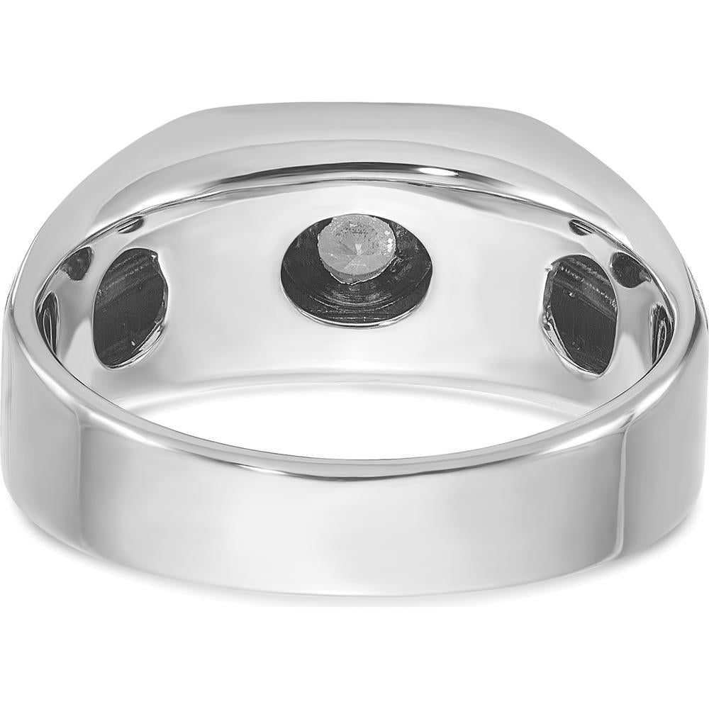 14K White Gold Men's Polished and Satin Band with Round Diamond - 0.2 Carats Total Diamond Weight by IBGoodman