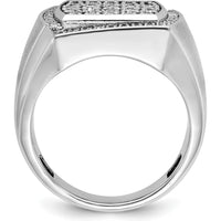 14K White Gold Men's Polished & Satin Cluster Diamond Ring - 1.5 Carats Total Diamond Weight by IBGoodman