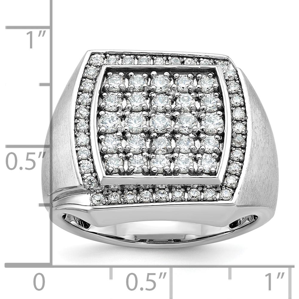 14K White Gold Men's Polished & Satin Cluster Diamond Ring - 1.5 Carats Total Diamond Weight by IBGoodman
