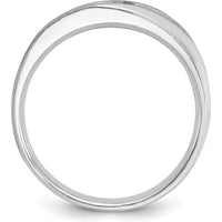 14K White Gold Men's Polished and Satin Diamond Band Ring - 0.103 Carats Total Diamond Weight by IBGoodman