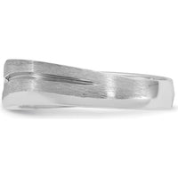14K White Gold Men's Polished and Satin Diamond Band Ring - 0.103 Carats Total Diamond Weight by IBGoodman