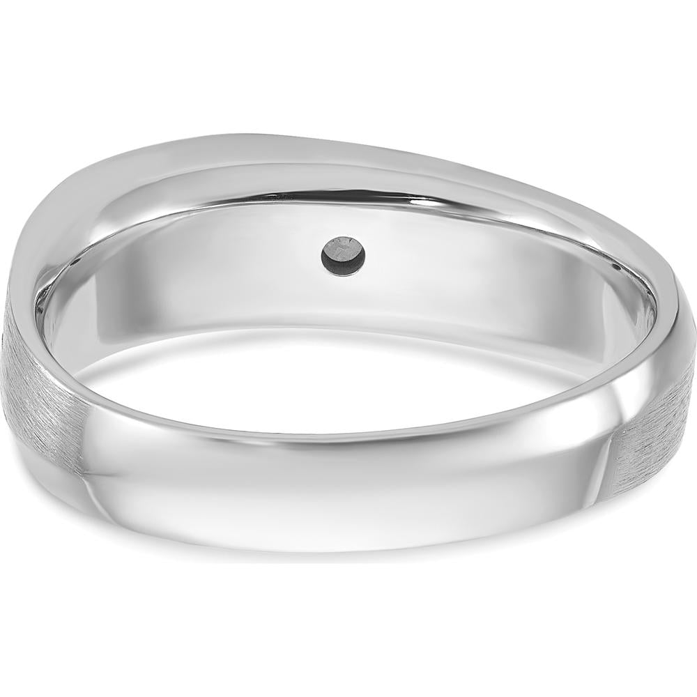 14K White Gold Men's Polished and Satin Diamond Band Ring - 0.103 Carats Total Diamond Weight by IBGoodman