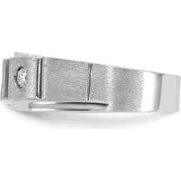 14K White Gold Men's Polished and Satin Diamond Band Ring with 3 Round Faceted Diamonds - 0.27 Carats Total Diamond Weight by IBGoodman