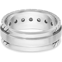 14K White Gold Men's Polished and Satin Diamond Band with 7 Round Diamonds - 0.25 Carats Total Diamond Weight by IBGoodman