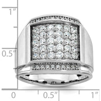 14K White Gold Men's Polished and Satin Diamond Cluster Ring - 1.5 Carats Total Diamond Weight by IBGoodman