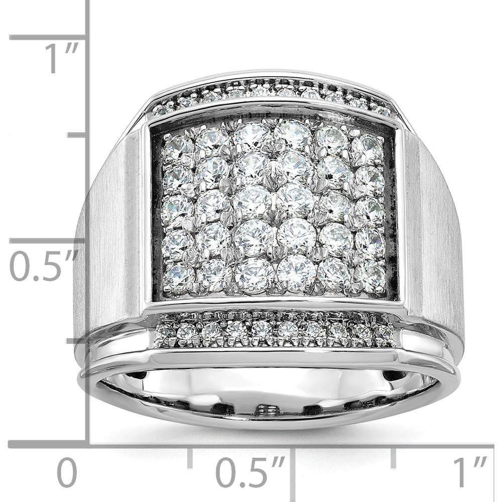 14K White Gold Men's Polished and Satin Diamond Cluster Ring - 1.5 Carats Total Diamond Weight by IBGoodman