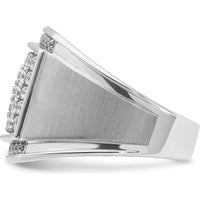 14K White Gold Men's Polished and Satin Diamond Cluster Ring - 1.5 Carats Total Diamond Weight by IBGoodman
