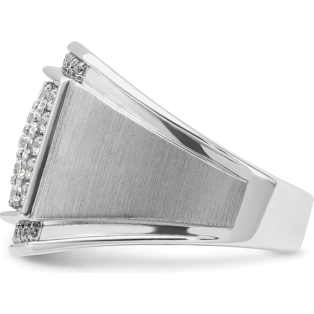 14K White Gold Men's Polished and Satin Diamond Cluster Ring - 1.5 Carats Total Diamond Weight by IBGoodman