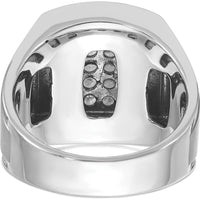 14K White Gold Men's Polished and Satin Diamond Cluster Ring - 1.5 Carats Total Diamond Weight by IBGoodman